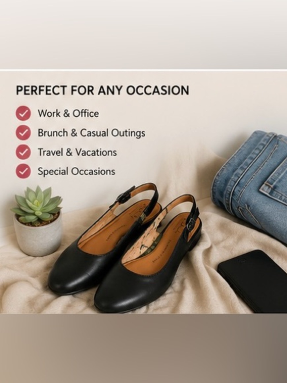 b.o.c. Born Concept Black Slingback Flats Women’s 9 Memory Foam Comfort Shoes - Picture 2 of 6